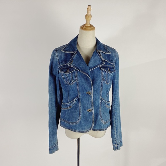 DKNY Jeans Denim Stretch Tailored Womens Jacket Medium Jean Jackets